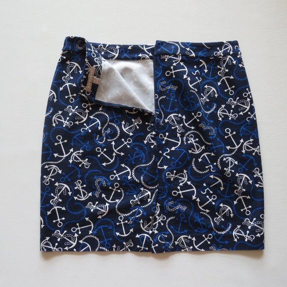 Banana Republic Sea Anchor Rope Symbols Women’s Blue Skirt Size 12 - Picture 9 of 11